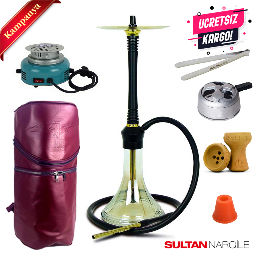 SULTAN NT745 Siyah Nargile Takımı 3 3 KMP NT745 SY GOLD
