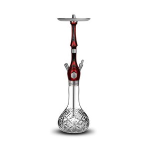 MR.WOOD Nargile Takımı - Colored Elegant Red Kristal Şişe (Marpuç Dahil)